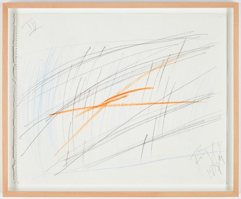 Eddie Figge, mixed media on paper, signed and dated 1989.