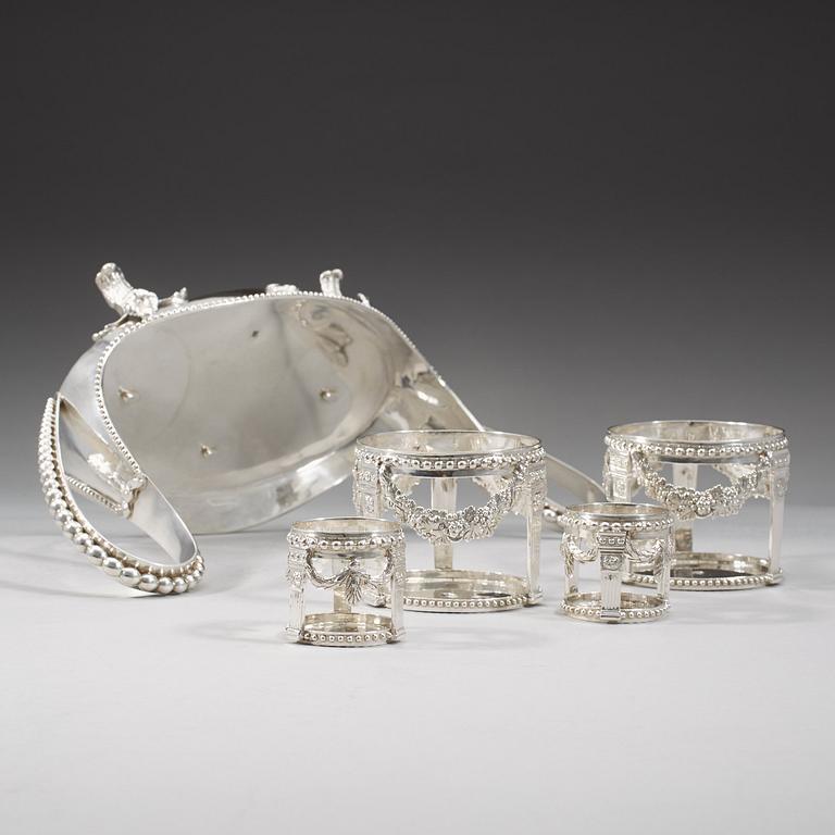 A Swedish 18th century silver cruet-set, Anders Brandt, Norköping 1786.
