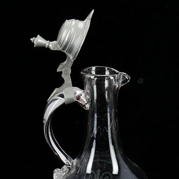 KARAFF, glas och tenn, 1800-talets slut.