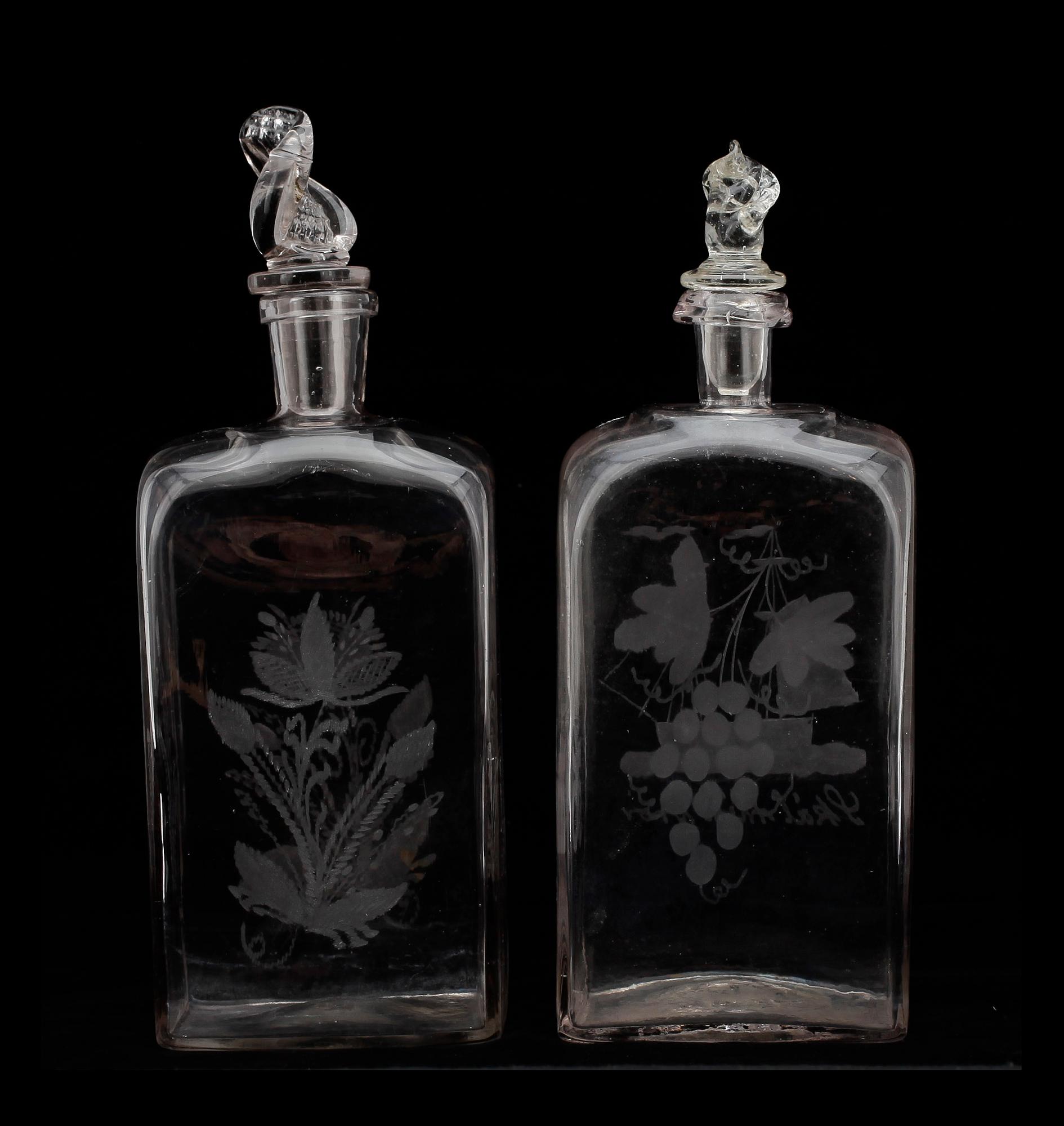 KARAFFER, 2 st, glas, 1800-talets mitt.