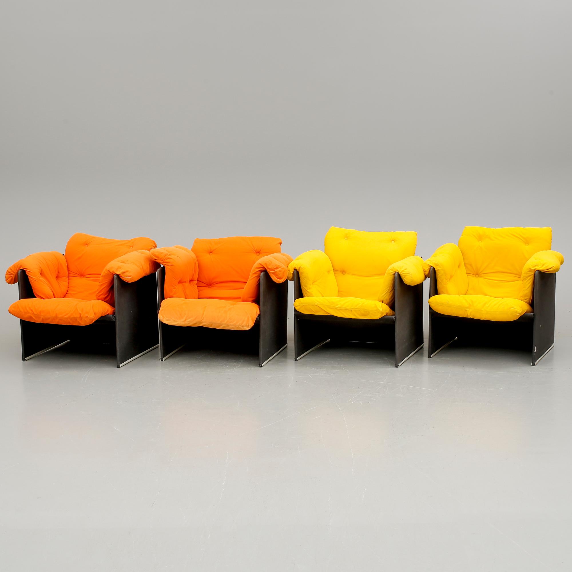 FÅTÖLJER, 4 stycken, troligen Danmark, 1970-tal.