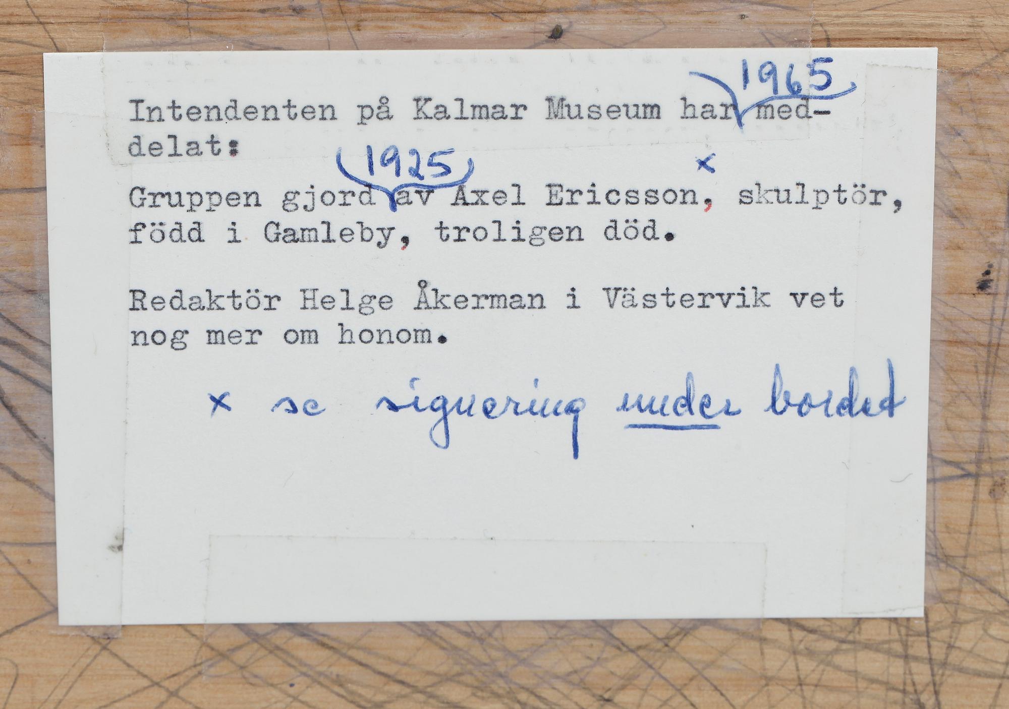 AXEL ERICSSON, träskulptur, 1900-tal.