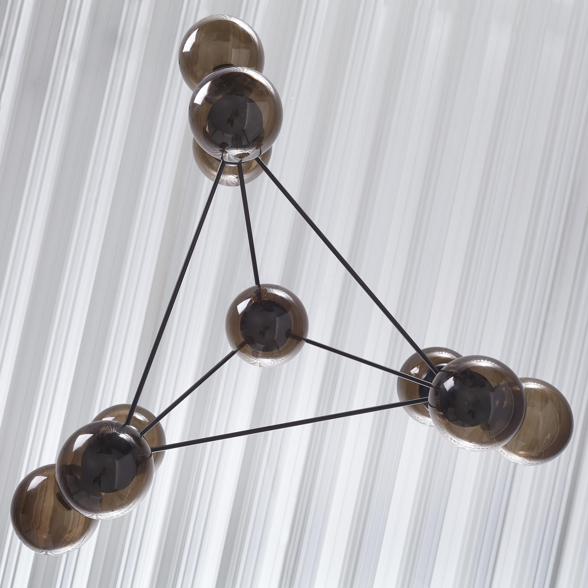 Modo Chandelier, 3 Sided, 10 Globes, Designed by Jason Miller for Roll & Hill.