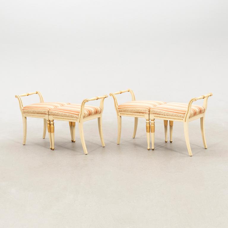 Stools, 4 pcs, Gustavian style, first half of the 20th century.