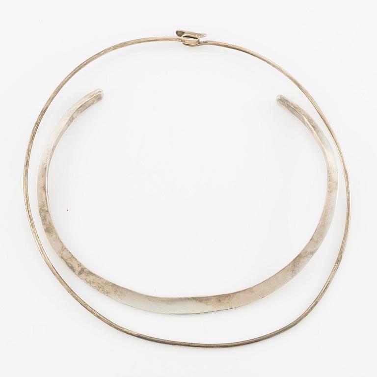 Lars Arby, two necklaces, sterling silver, Gothenburg 1976 and 1973.
