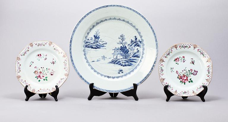 FAT samt TALLRIKAR, 2 st, porslin Kina, 1800/1900-tal.