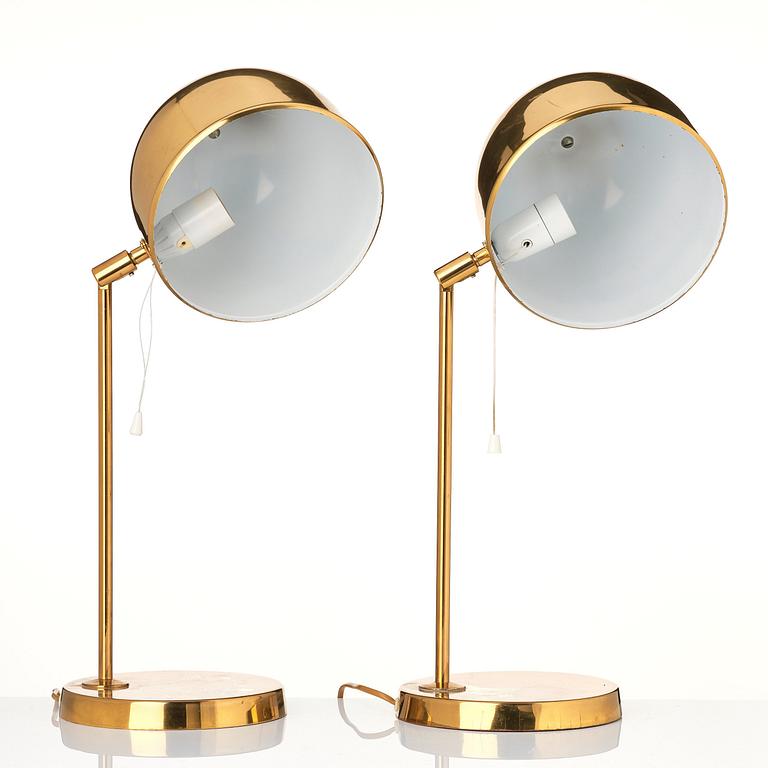 Eje Ahlgren, a pair of brass table lamps, model 'B-075', Bergboms, Sweden, 1960's-70's.