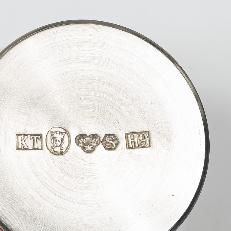 A set of eight Swedish silver beakers, mark of K. Torndals Jewellers Ltd, Stockholm 1958.