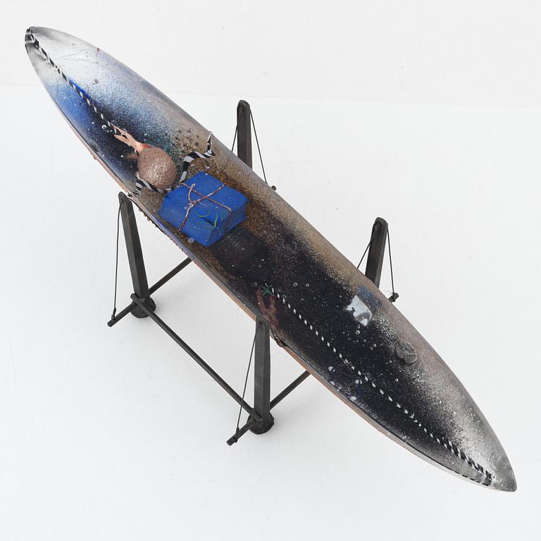 Bertil Vallien, unik skulptur, båt,  Kosta Boda.