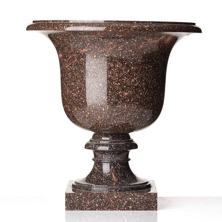 A Swedish early 19th century porphyry urn.