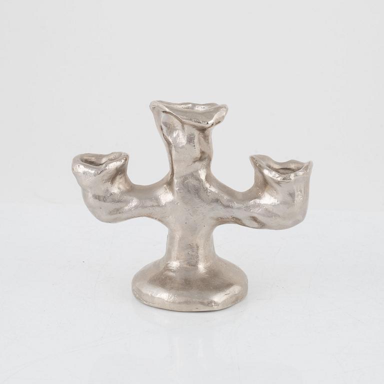 Dan Wolgers, Dan Wolgers, 'Källa (Candle-stick)'. Candelabrum for three candles in silver-plated bronze, 200...