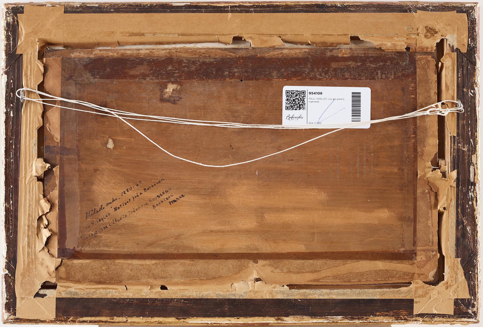 PAUL VOGLER, oil on panel, signed.