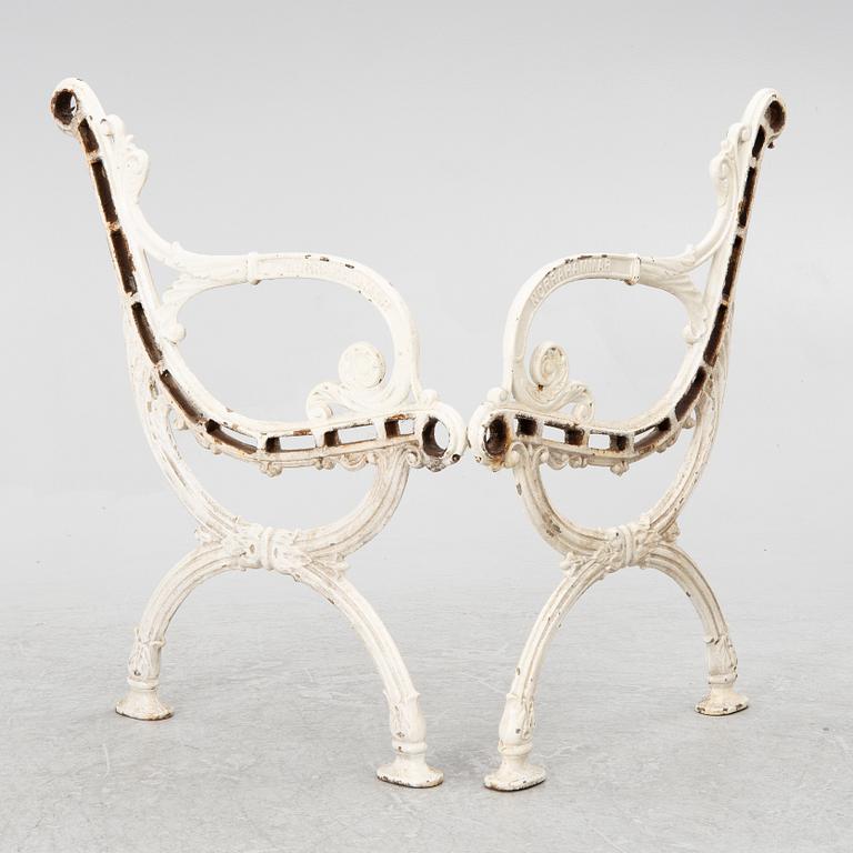 Ends for a garden bench, Norrahammar, 20th century.