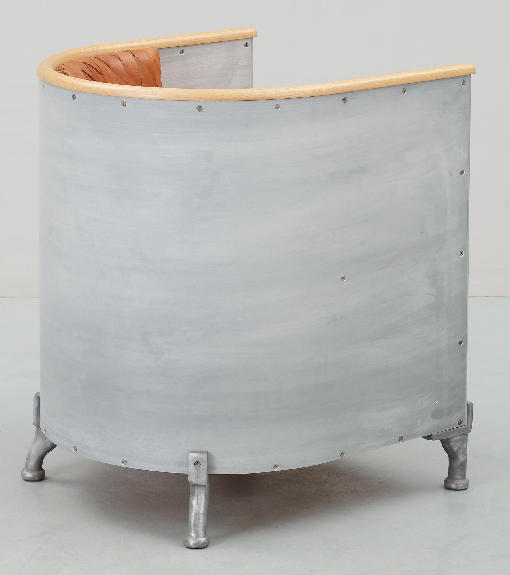 MATS THESELIUS, fåtölj, "Aluminiumfåtölj", Källemo AB, Värnamo ca 1990.