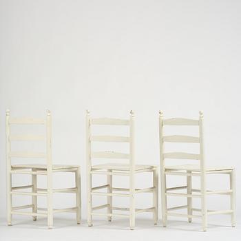A set of three Gustavian ladderback chairs, late 18th/ early 19th century.