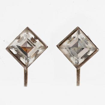 Wiwen Nilsson, a pair of earrings, silver with rock crystal, Lund 1955.