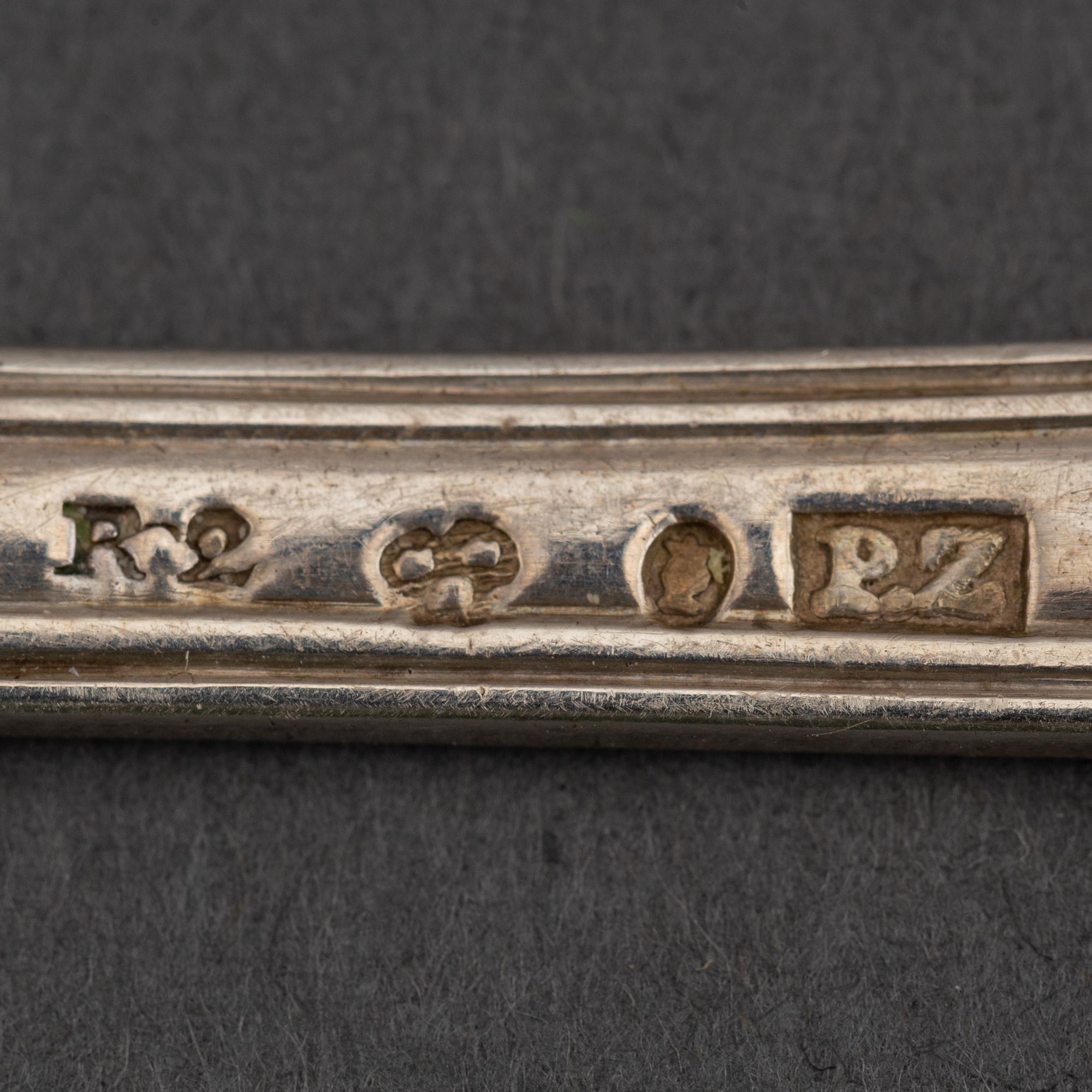 6 swedish silver dessert spoons, mark of Pehr Zethelius, Stockholm 1799.