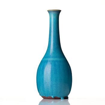 Wilhelm Kåge, a turquoise glazed "Farsta" stoneware vase, Gustavsberg studio, Sweden 1956.