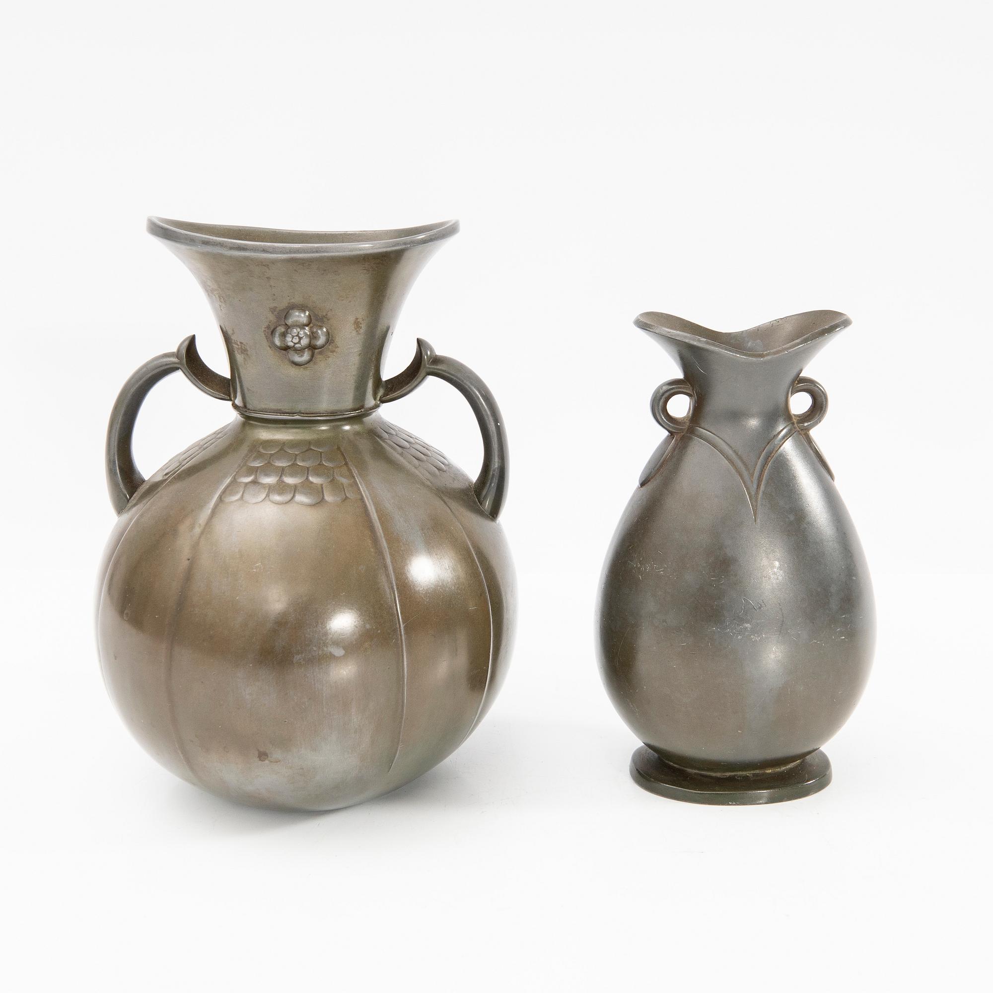 Just Andersen, vases, 4 pcs, Denmark, first half of the 20th century.