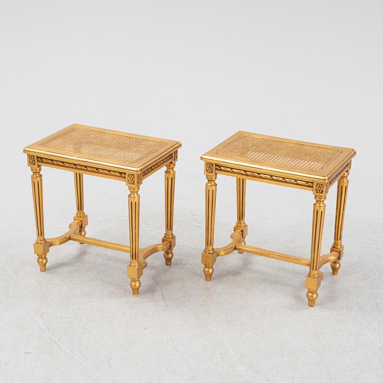 A pair of Gustavian style stools, second half of the 20th Century.