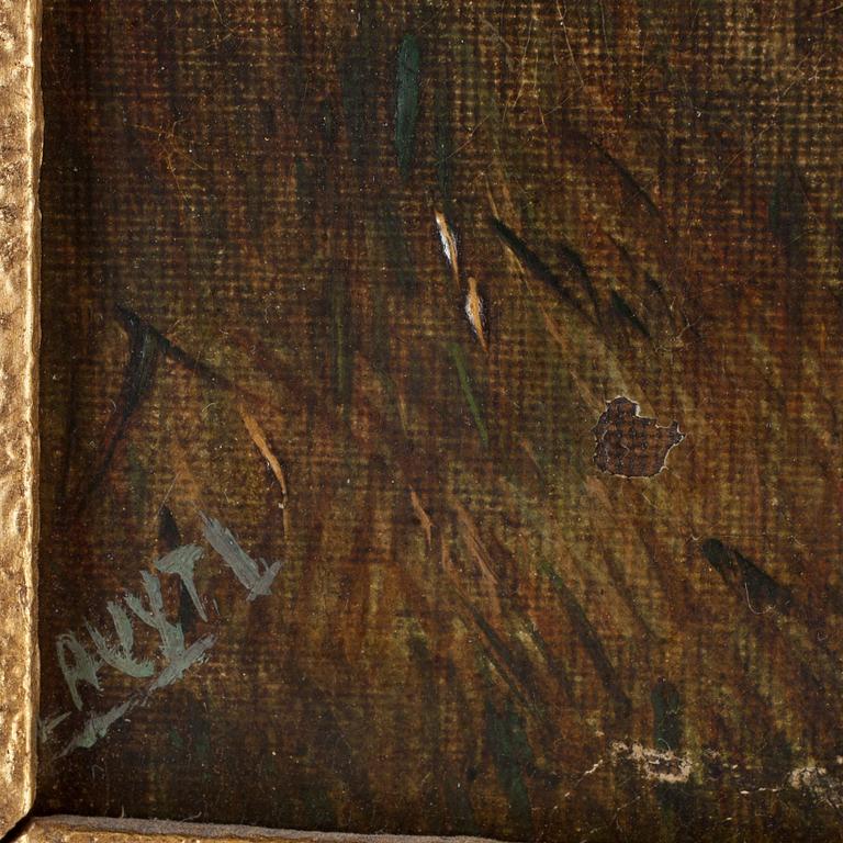 OKÄND KONSTNÄR, olja på duk 1800-tal. Bär singatur.