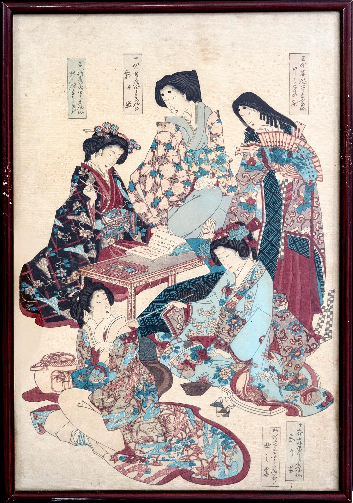 Träsnitt 3 st Japan omkring 1900.