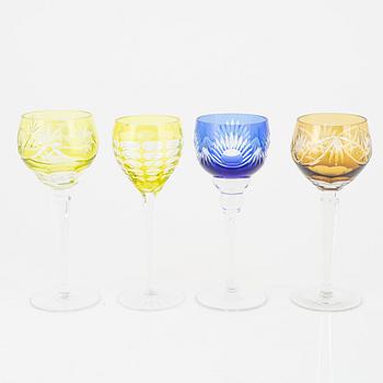 A set of 18 Bohemian style wine glasses, 20th Century.