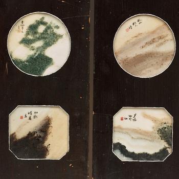 A set of eight panels with 32 dreamstone plaques, late Qing dynasty (1644-1912).