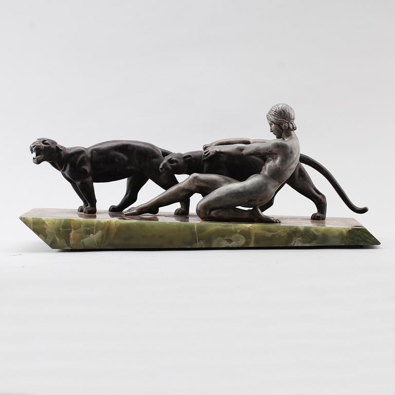 SKULPTUR, metall, art déco, otydligt signerad.