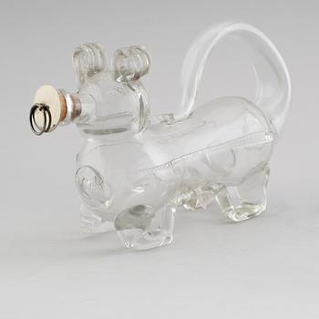 KARAFF, glas, sk fyllehund, 1800-/1900-tal.