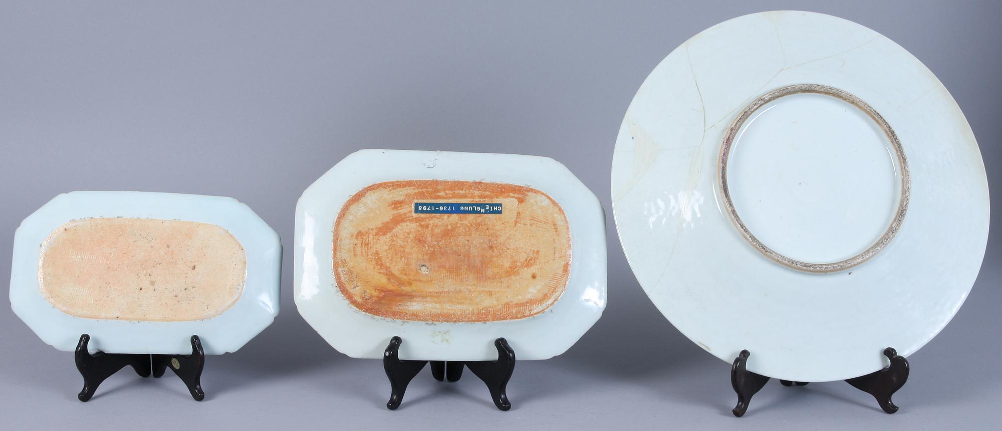 PARTI PORSLIN, 3 delar, Kina, 1700/1800-tal.