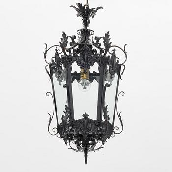 A painted metal lantern, Spain, 20th Century.