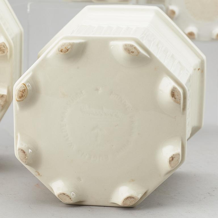 A set of four white glazed "Waldemarsudde" flower pots, Gustavsberg, Sweden, 20th Century.