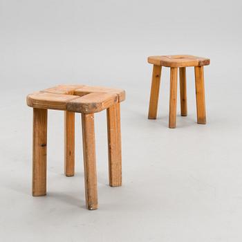 Two 1980s sauna stools.