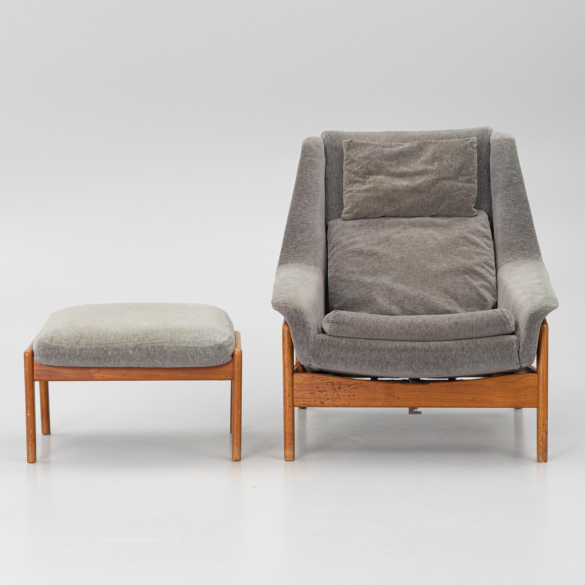 Folke Ohlsson, A 'Profil' lounge chair and foot stool from Dux, 1960's.