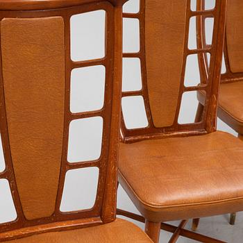 Three beech and mahogany chairs, mid 20th Century.