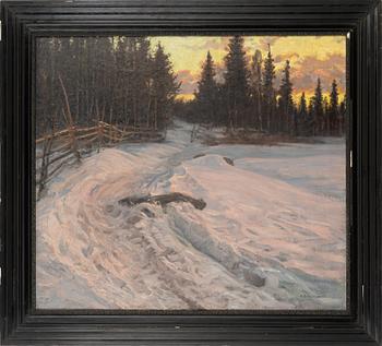 Anshelm Schultzberg. Winter landscape in dusk.