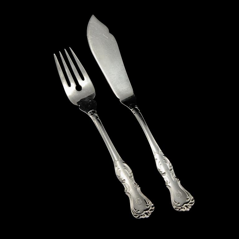 FISKBESTICK, 6+6 st, C G Hallberg, silver, 1949/1950, vikt ca 710 gram.
