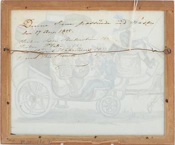 Okänd konstnär, Damer i droska, 1825.