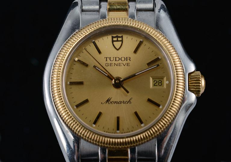 NAISTEN RANNEKELLO, Tudor Monarch (Rolex). Kultaa, teräs. ref. 15833, no 690541.