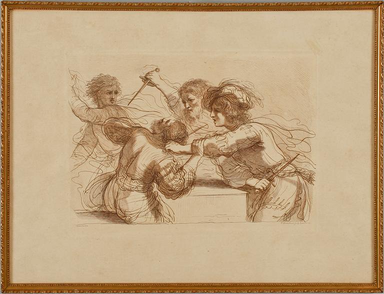 IL GUERCINO, 3 st, efter, E Bartolozzi, 1800-tal.