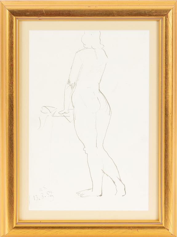 Ragnar Sandberg, ink on paper, signed R.S. and dated 13.3.53.