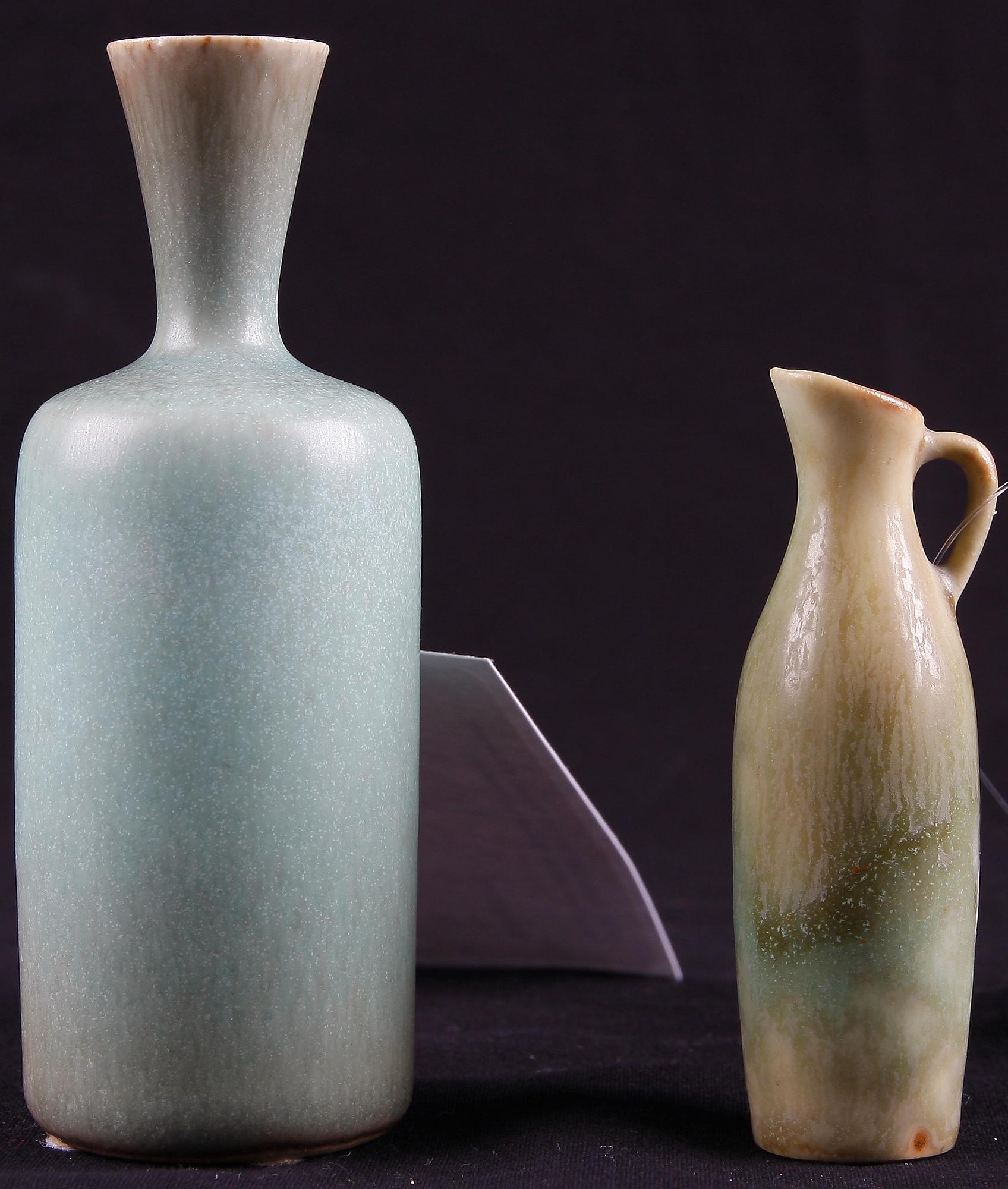 VASER SAMT SKÅL OCH TEKANNA, 6 delar, stengods, bla Carl Harry Stålhane, Rörstrand resp Gustavsberg.