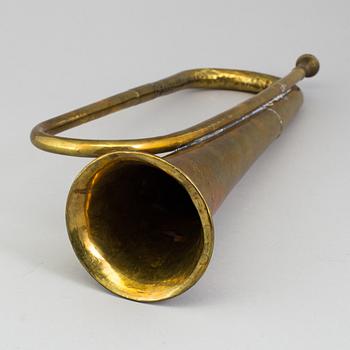 A Swedish early 20th century military brass horn Ahlberg & Ohlsson, Stockholm.