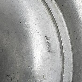 Ljusstakar, 2 par, tenn, bl.a. Israel Berglund, Malmö, 1800-tal.