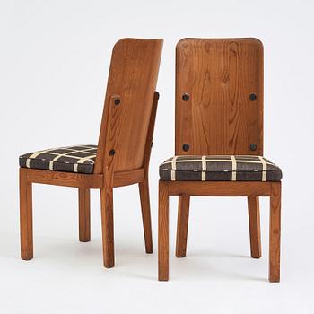 Axel Einar Hjorth, a set of 4 stained pine "Lovö" chairs, Nordiska Kompaniet, Sweden 1930s.