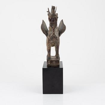 A wooden sculpture of a mythical best, Thailand, 20th Century.