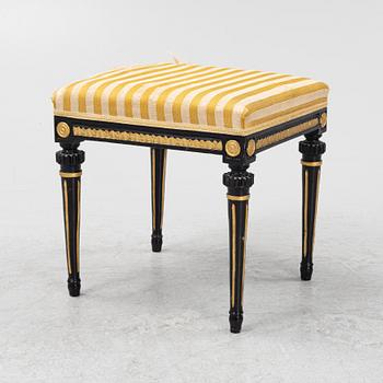 A late Gustavian stool, with the mark of Stockholms chairmakers guild, end of the 18th Century.