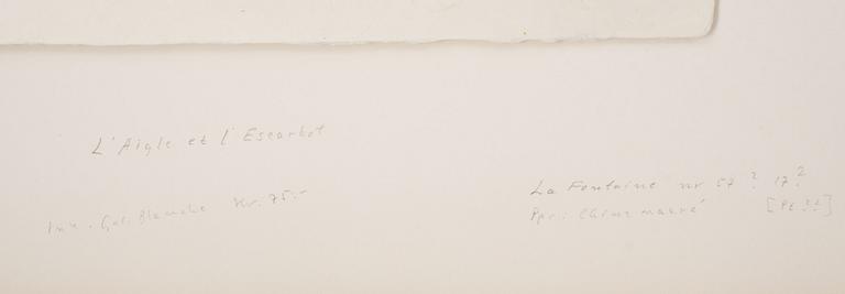 MARC CHAGALL, etsning på japanpapper, signerad i trycket. Utförd 1927-30 (utgiven av Teriade, Paris 1952).