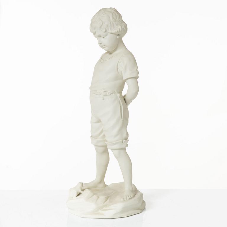 A biscuit porcelain sculpture, 'Pojke med groda', Gustafsberg 1913.
